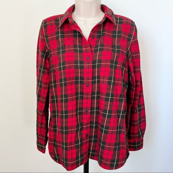 Lauren Ralph Lauren Plaid Flannel Size PM Red Cotton Long Sleeve Button Down - Picture 7 of 7